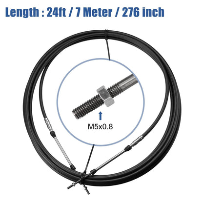 1pcs 24ft Marine Type Shift Remote Control Box Cable for Yamaha Black