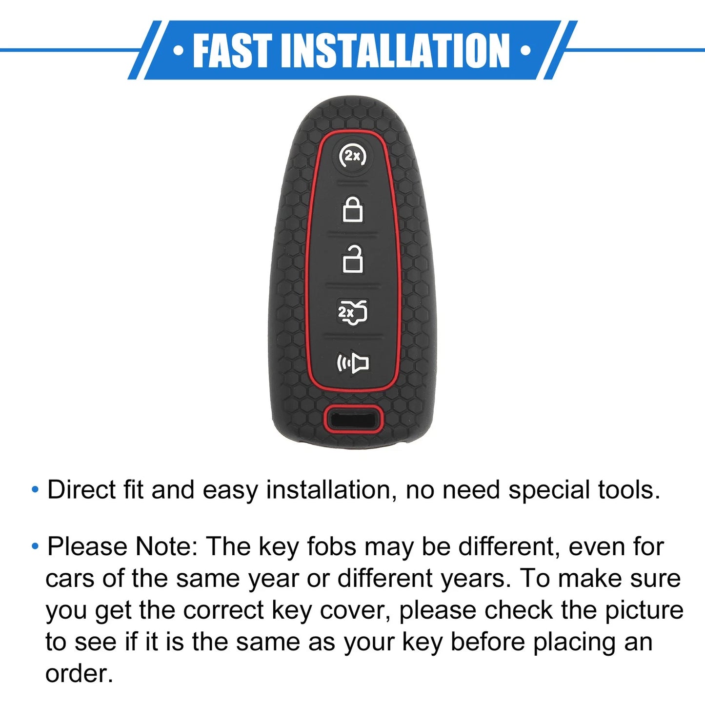5 Button Smart Remote Key Shell for Ford CMAX 2013-2018 Silicone Black