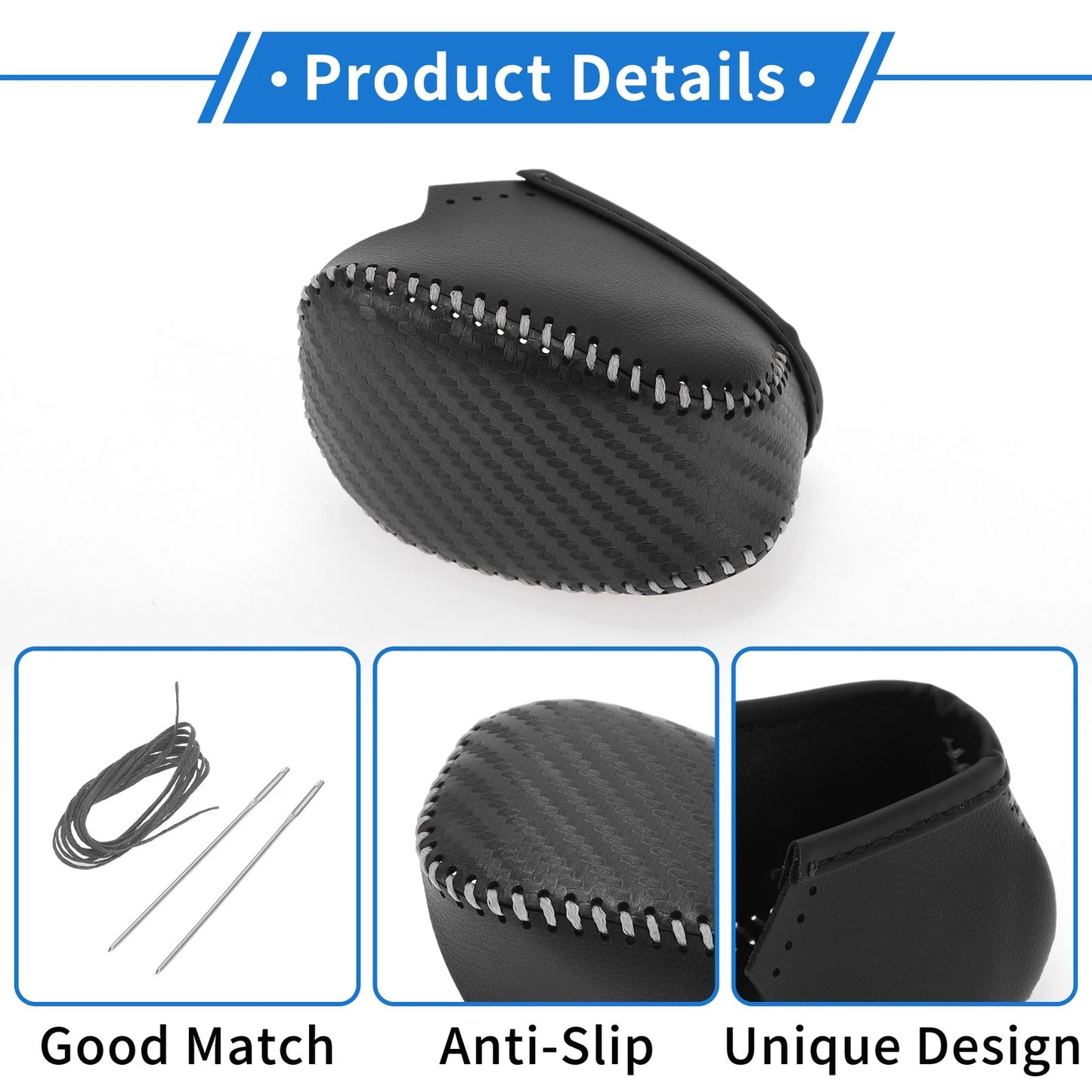 Gear Shift Knob Cover for Infiniti QX50 (2019-2024) Black Carbon Fiber Grey