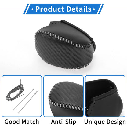 Gear Shift Knob Cover for Infiniti QX50 (2019-2024) Black Carbon Fiber Grey