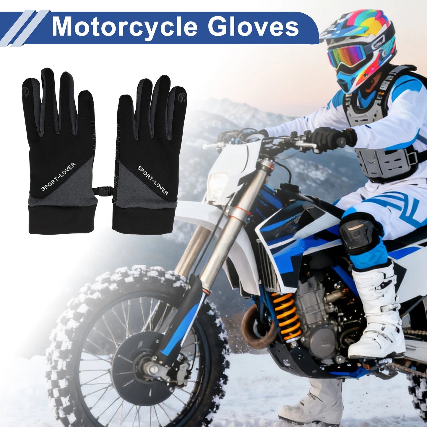 Full Finger Outdoor Fleece Cycling Gloves for Mountain Biking Polyester