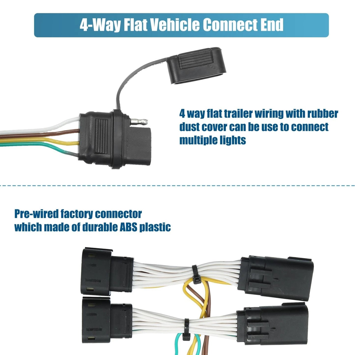 4 Pin Trailer Towing Wiring Harness Kit for Jeep Wrangler JL Gladiator (2018-2023)
