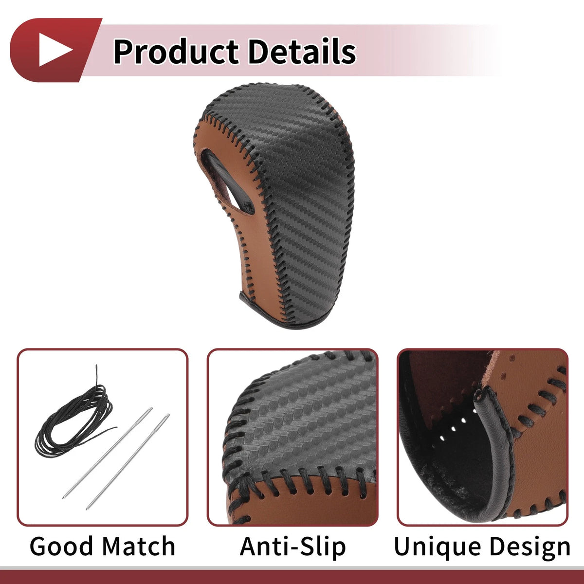 Gear Shift Knob Cover for Ford Edge (2011-2014) - Brown Faux Leather