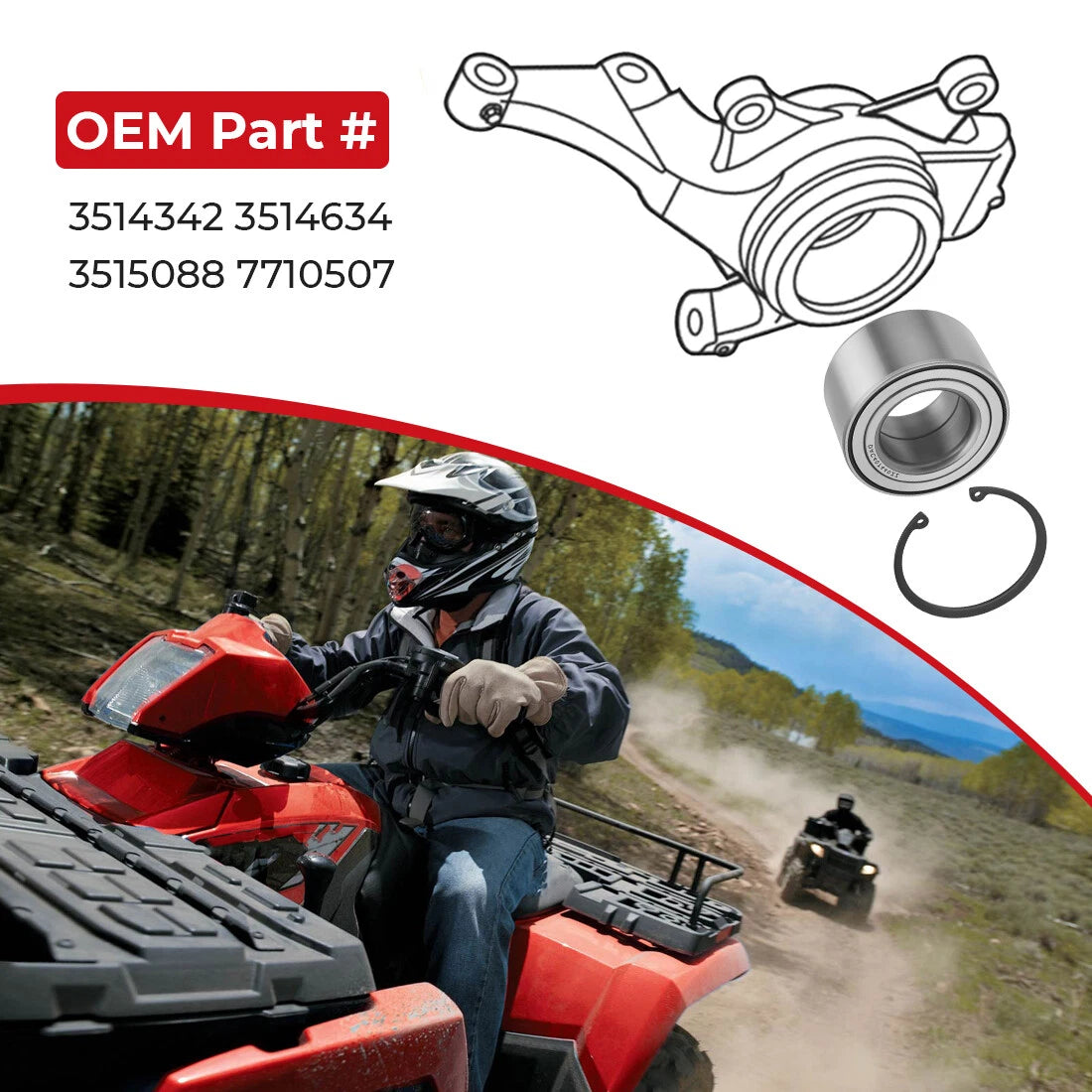 Front Wheel Bearings for Polaris Sportsman 300 400 450 500 570 600 700 800 ACE