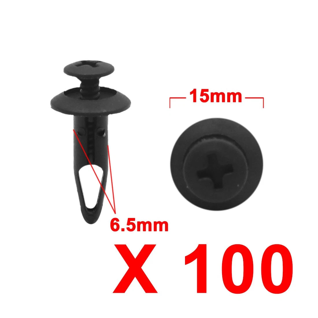 100 Pcs Black Plastic 6.5mm Hole Car Push Rivets for Ford Mondeo (2000-2007)