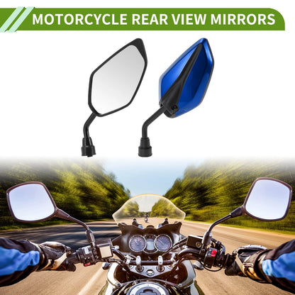 Rear View Mirrors Leaf Shape Blue Iron Plastic 1 Set for M10