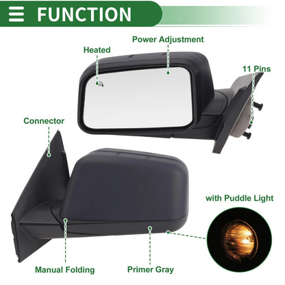 Passenger Side Door Mirror Replacement for Ford Edge 2007-2011 - 11 Pins
