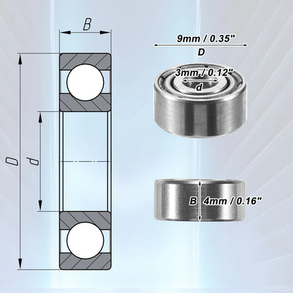5 x 3x9x4mm Double Shield Single Row Car Deep Groove Ball Bearings for Cars