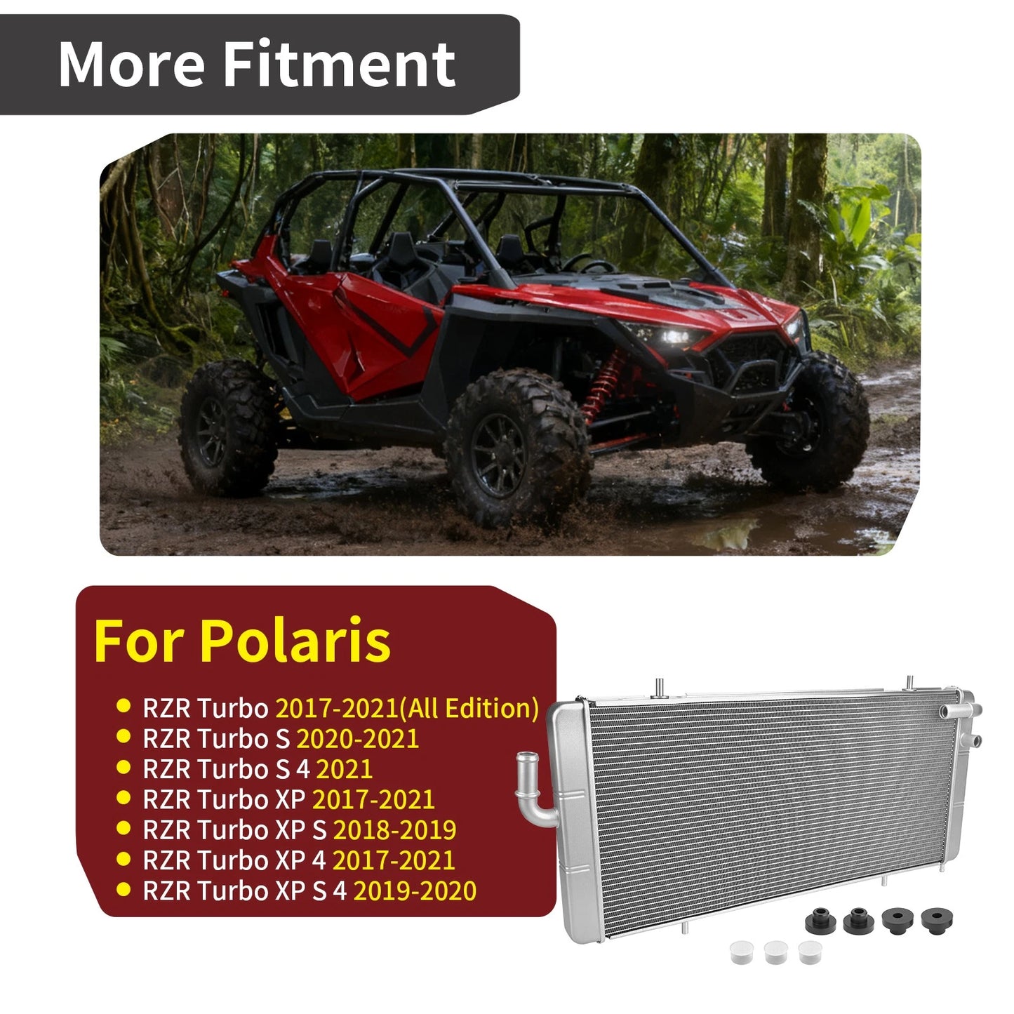 Aluminum Radiator for Polaris RZR XP 4 / RZR Turbo S 4 (2017–2021)