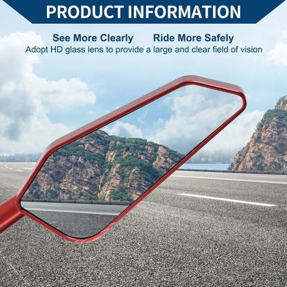M8/M10 Side Rearview Mirror Aluminum Alloy Red for Motorcycle