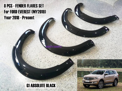 Glossy Black Fender Flares for Ford Everest UAII 2018-2021 SUV