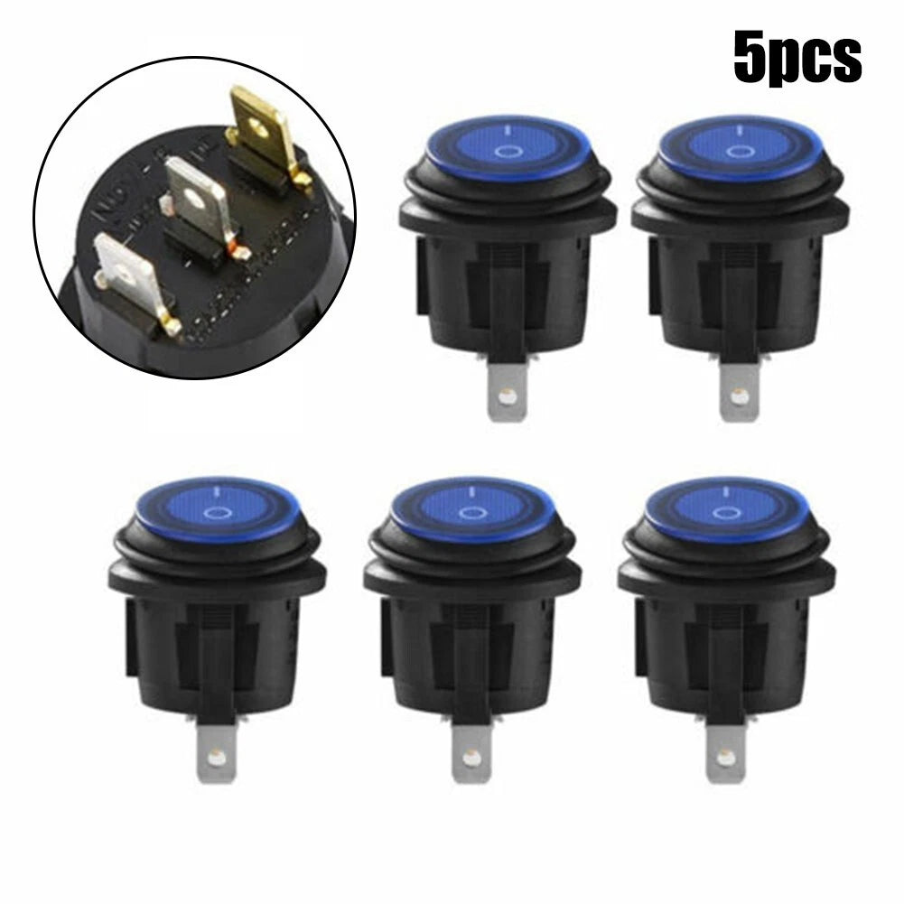 ON/OFF LED Round-Blue Light Rocker-Switch for Multiple Makes & Models