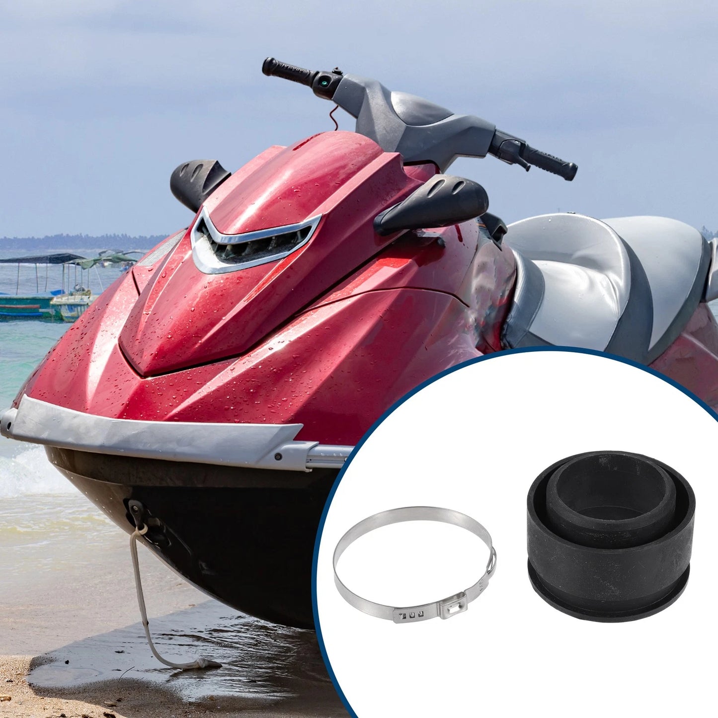 Oil Pump Sending Unit Rubber Seal with Clamp for Yamaha Waverunner Inner 1 Set
