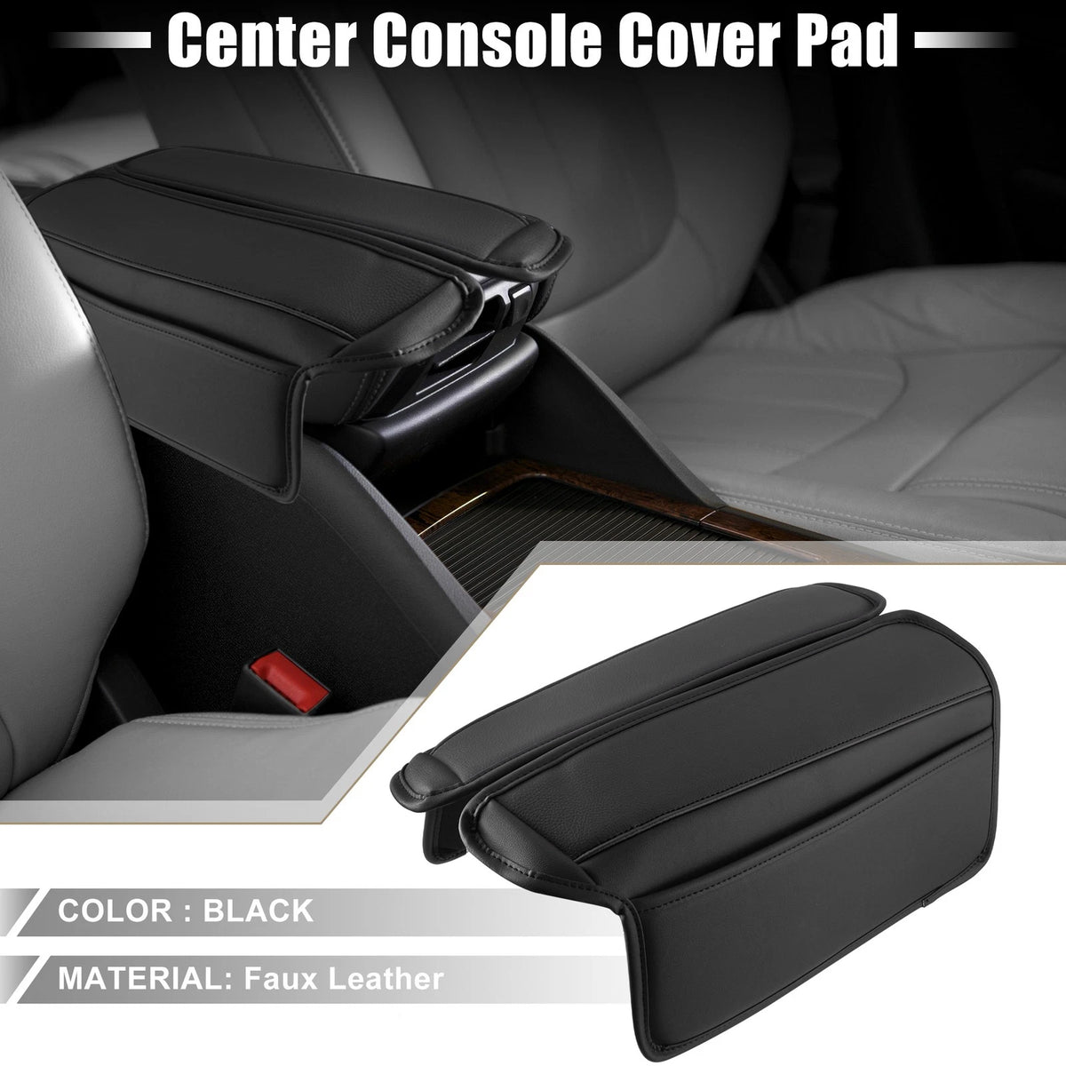 Black Center Console Armrest Pad Covers for Nissan Rogue (2021-2023)