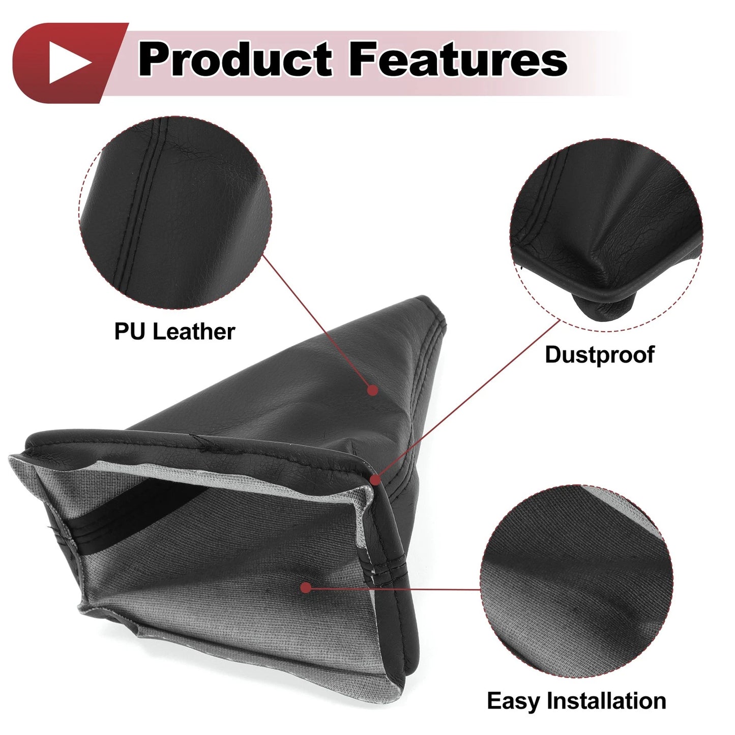 Car Gear Shift Stick Gaiter for Toyota Corolla (2001-2013) Black Faux Leather