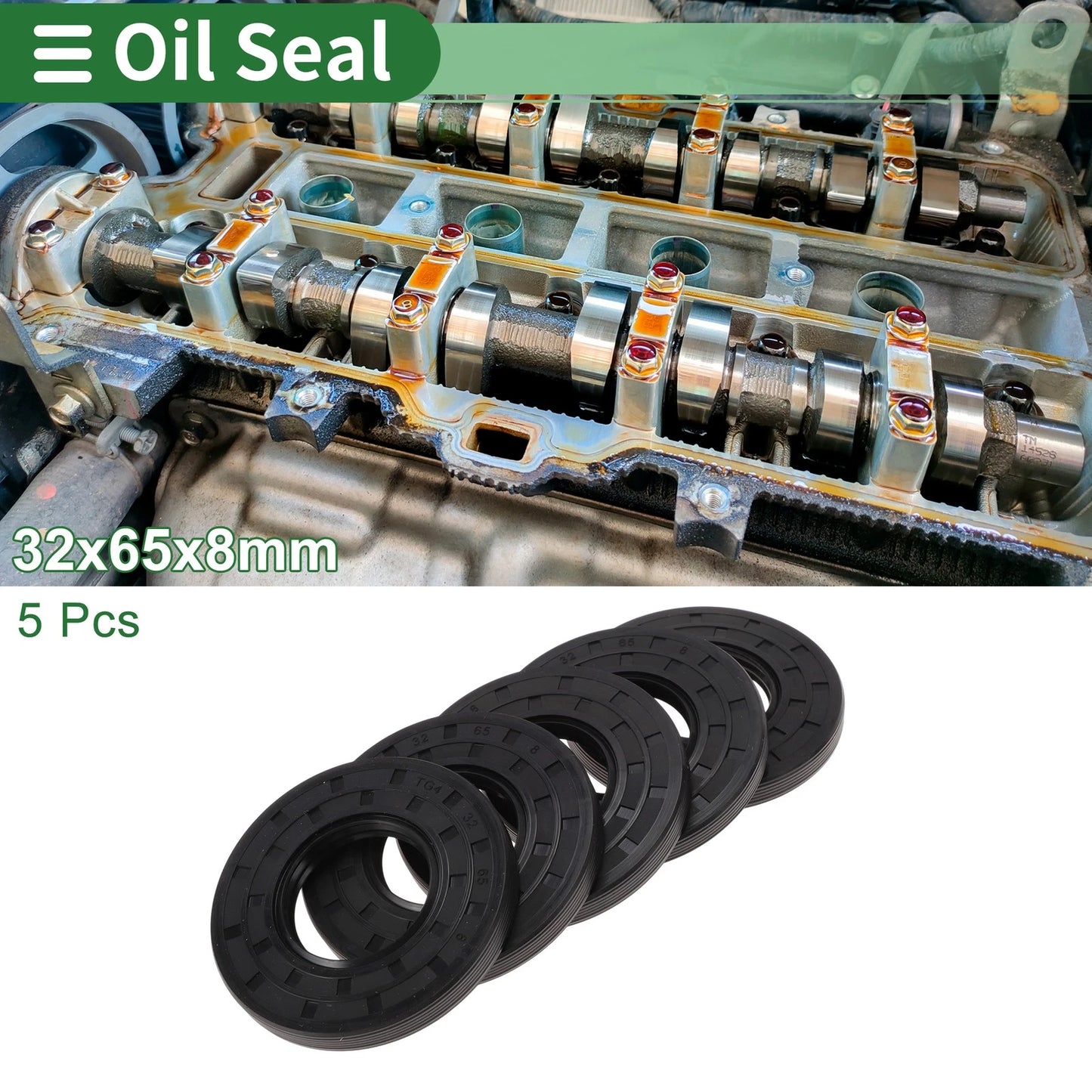 Oil Seal 32x65x8mm NBR Rubber High Pressure Black 5 Pcs