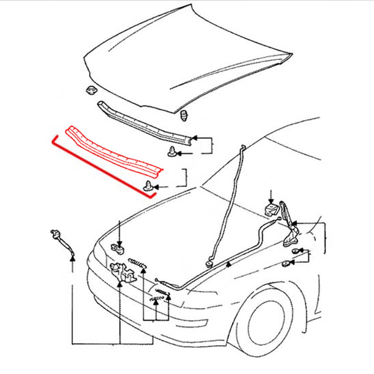 BonnetSeal for Toyota Corolla E100 AE100 AE101 AE102 EE100 EE101 1991-1998