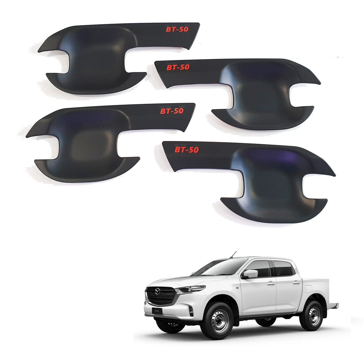 Matte Black Door Handle Cover Insert Bowl Trim for Mazda BT-50 (2021-2023)