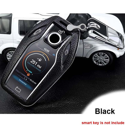 Leather Remote FOB Key Cover Keyless Case w Keychain for BMW 7 Series 2018