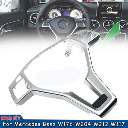 Silver Steering Wheel Cover Trim for Mercedes Benz W176 W204 W212 (2012-2014)