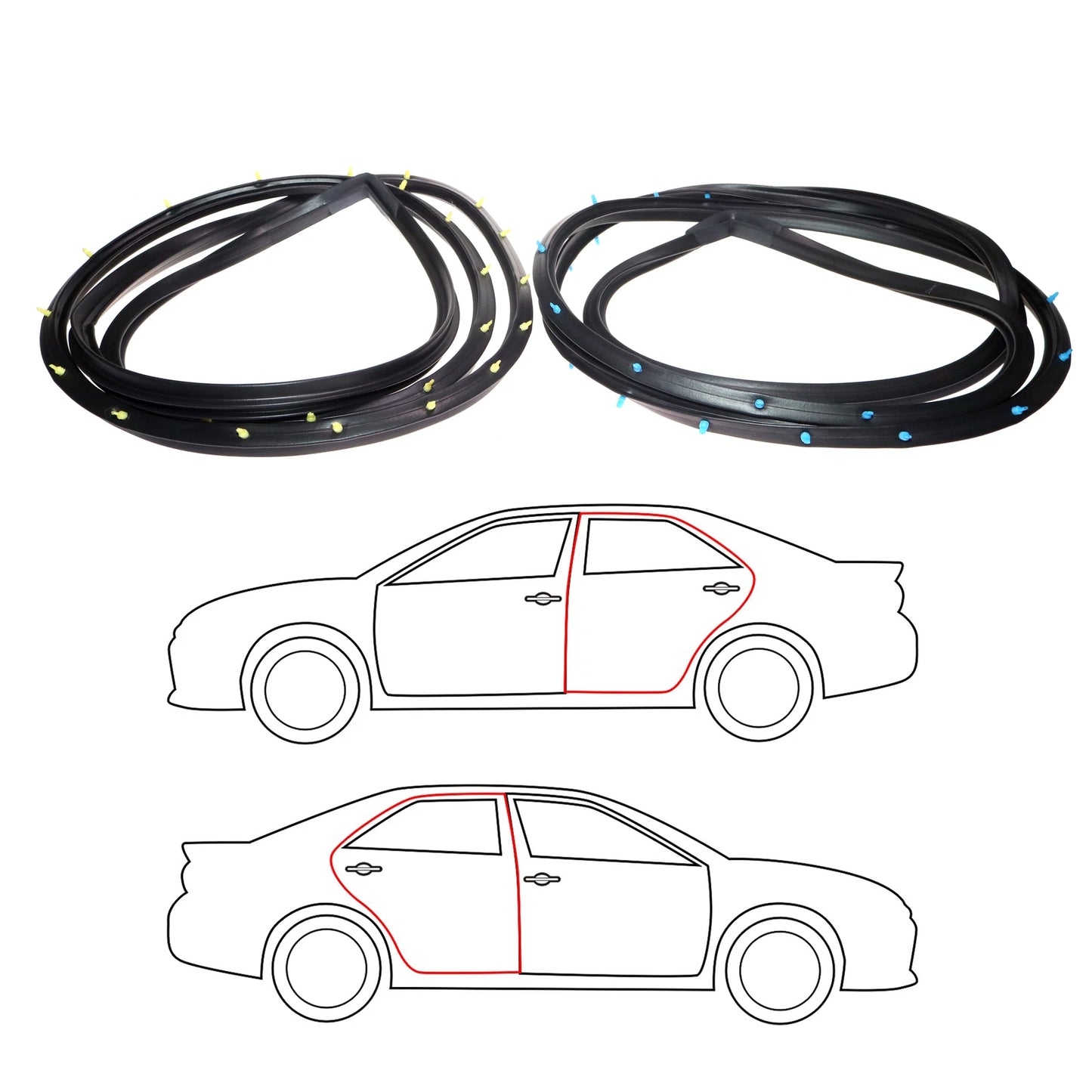 Rear Door Weatherstrip for Toyota Crown Sedan LH 1971-1974