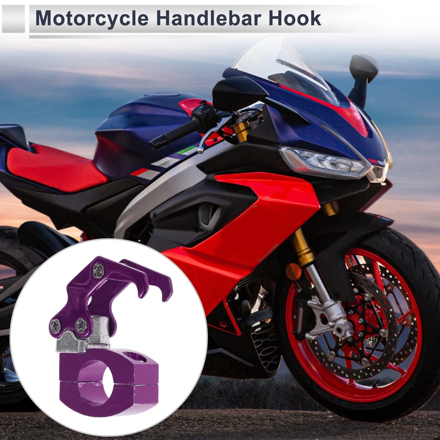 Square W/ Fingerprint Motorcycle Hanging Hook 1 pcs Purple 72mm Length