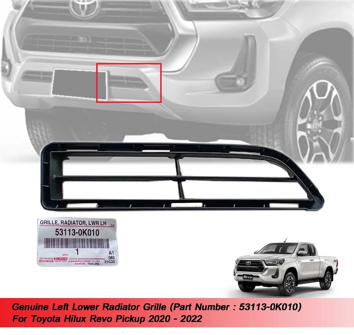 Left Lower Radiator Grille for Toyota Hilux Revo (2020-2022)