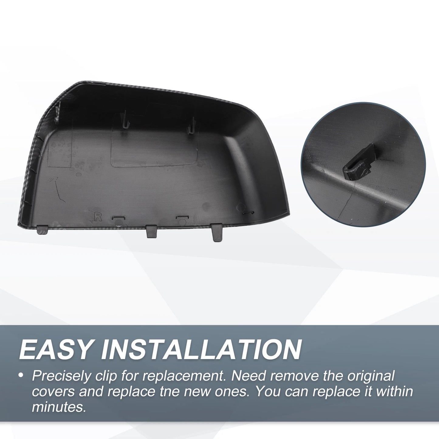 Rearview Mirror Cover Cap Set Black Carbon Fiber for Chevrolet Colorado GMC