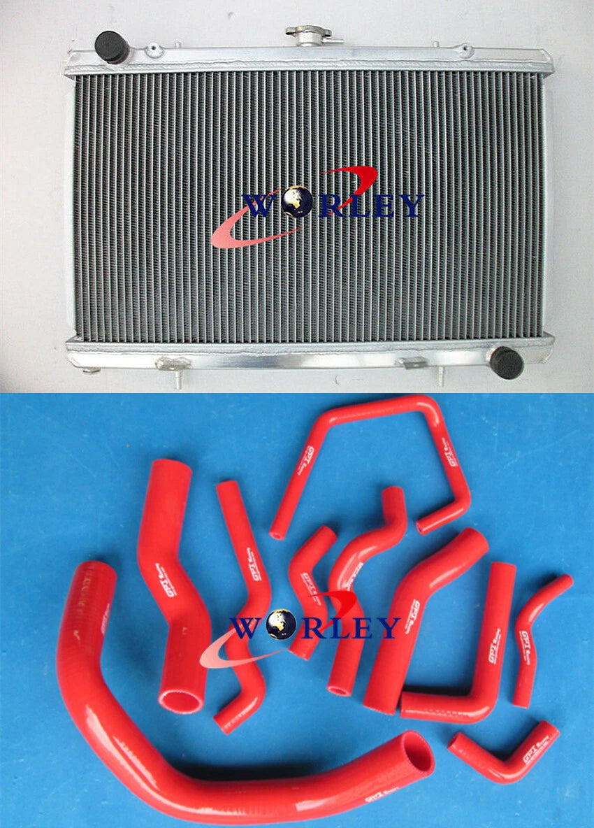 52mm Aluminum Radiator & Blue Hose for Nissan Silvia 180SX S13 (89-94)