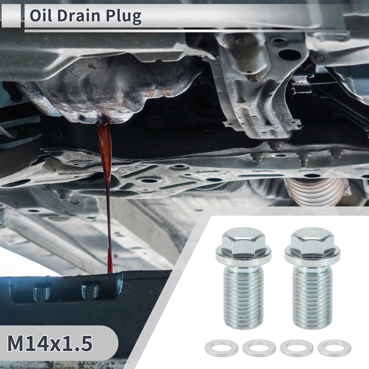 1 Set M12x1.5 1.3in Oil Drain Plug with Gasket for Car/Motorcycle