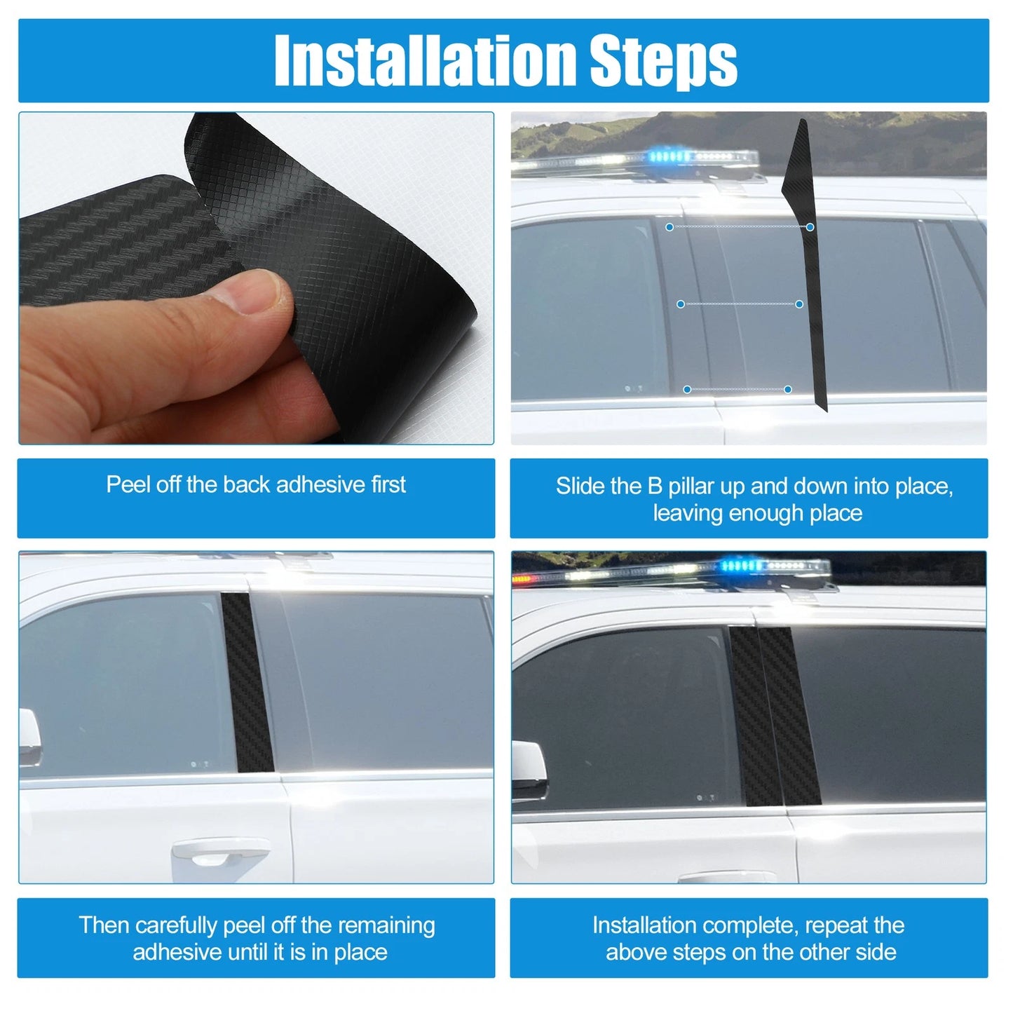 6 Pcs Windshield B Pillar Trim for Honda Civic (2016-2021) Carbon Fiber