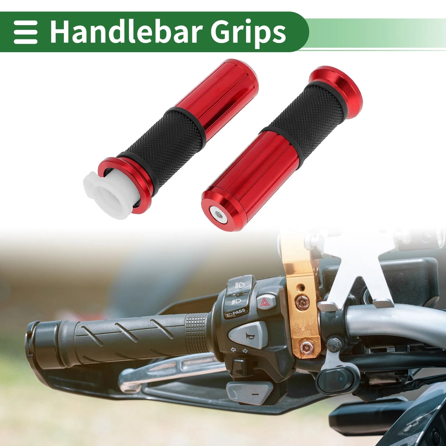 Hand Grips 7/8 22mm Red for Motorcycle