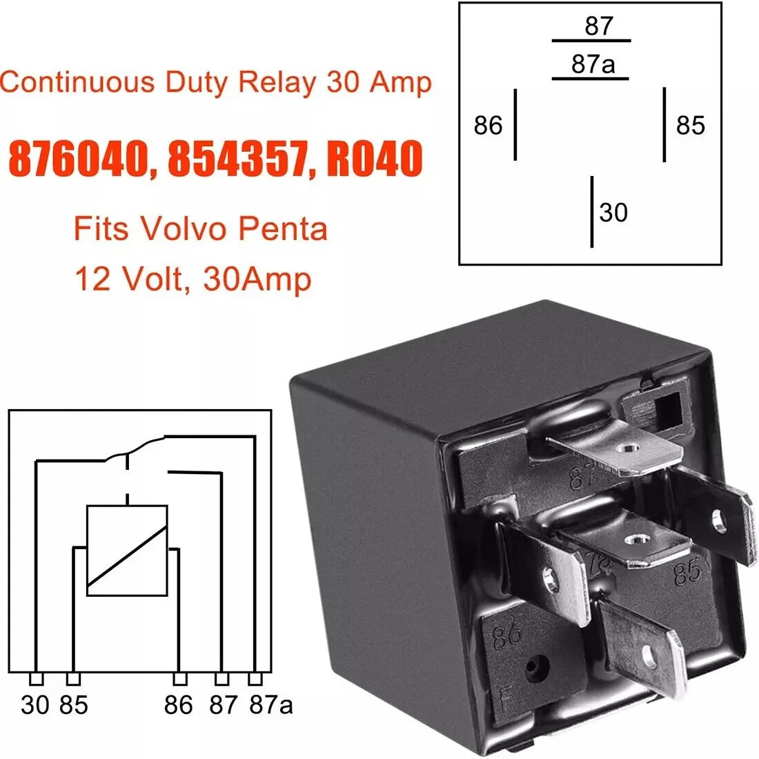 New Power Trim Relay 12V/40A for Volvo Penta 150/170/200HP (1990-2005)