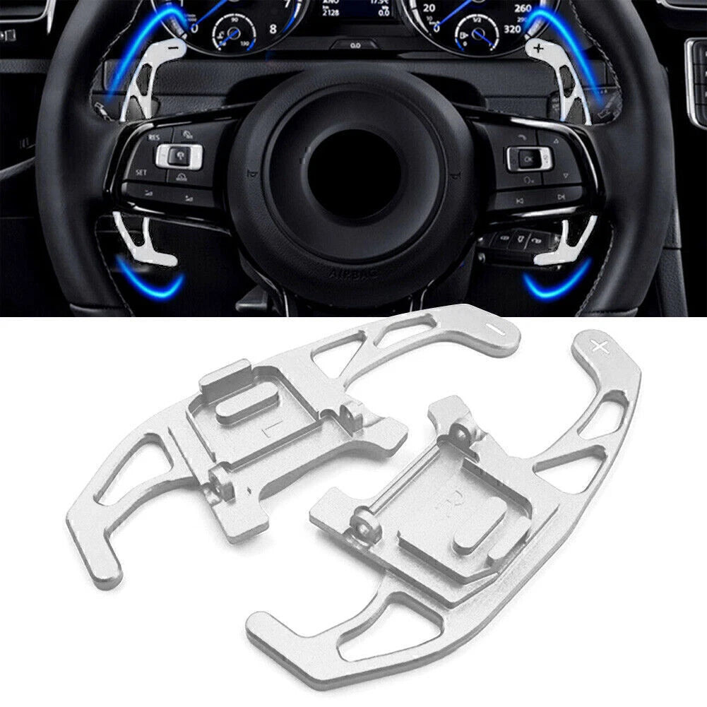 Silver Steering Wheel Shift Paddles for VW Golf R GTD GTE MK7 (2013-2018)