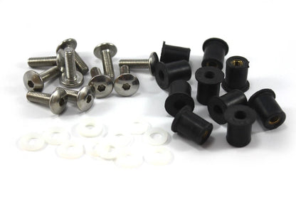 10pc Belly Pan Fairing Kit Stainless m6 6mm Bolts Wellnuts for Motorcycle
