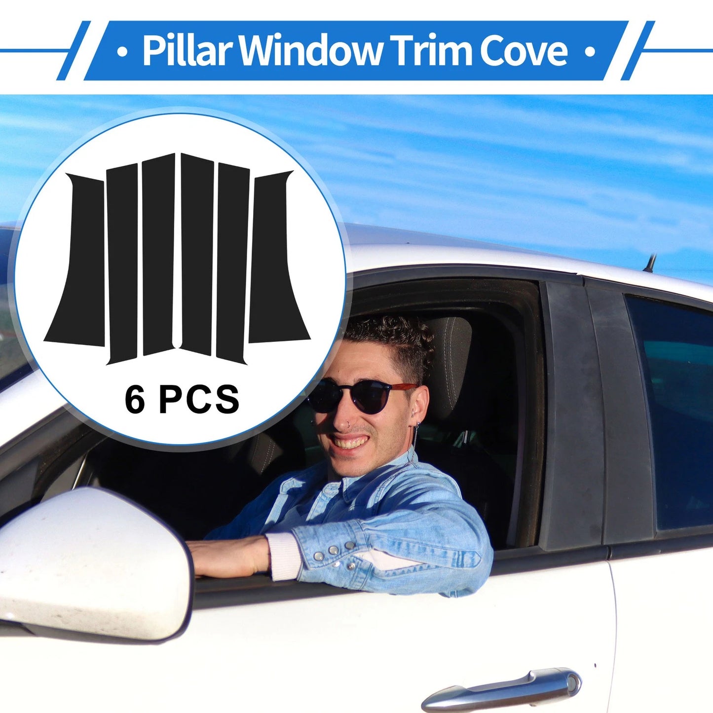 6 Pcs Door Pillar Window Trim for Mitsubishi Xpander (2017-2025) Black