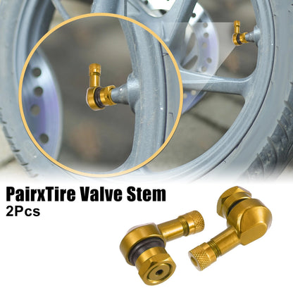 Pair Gold Tone 90 Degree Tire Valve Stems Caps 11.3mm for Motorcycle