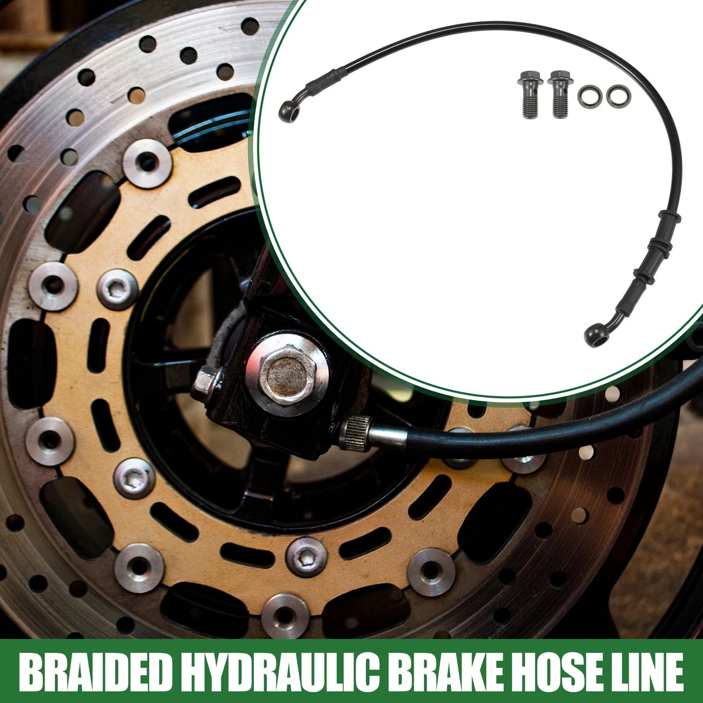 50cm Motorcycle Braided Hydraulic Brake Line Oil Hose Black Army Green for Motorcycle