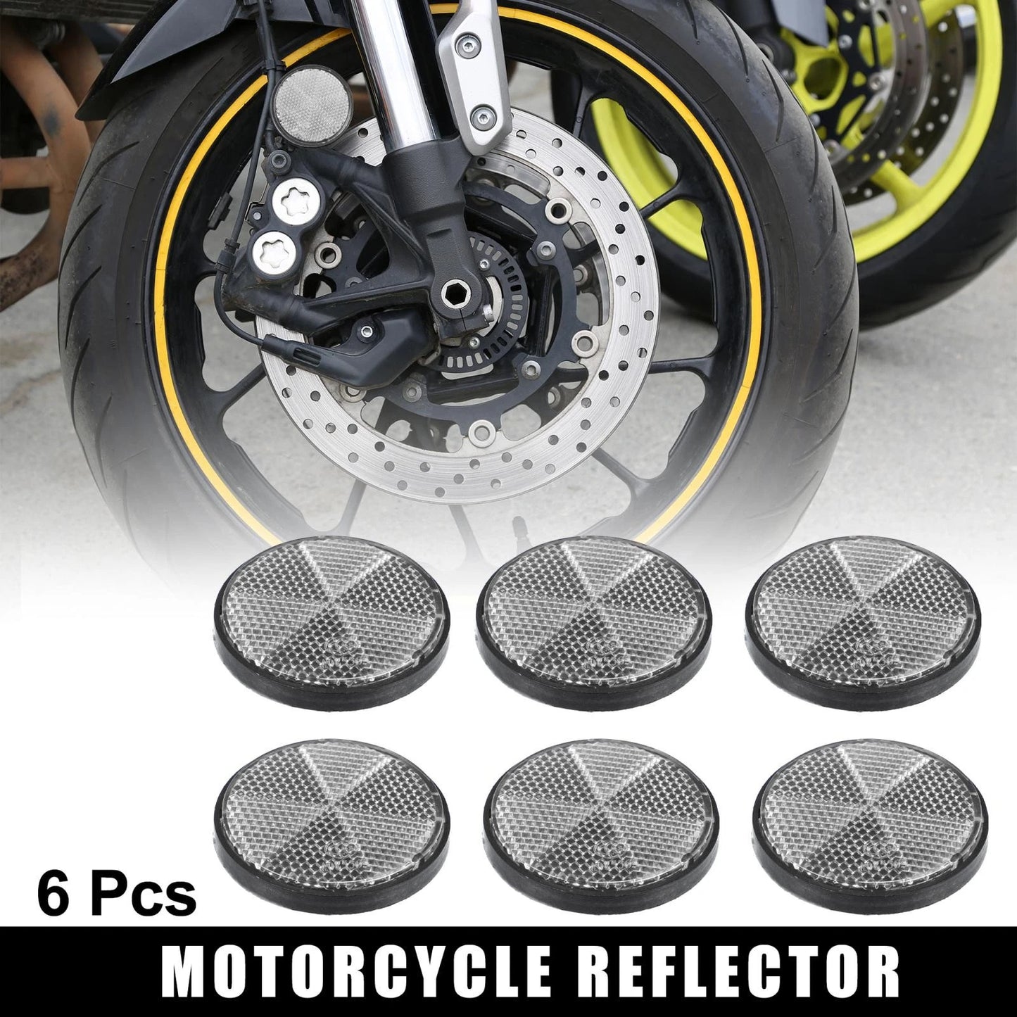 6pcs M6x1.0 White Universal Screw Mount Round Warning Reflector for Motorcycle