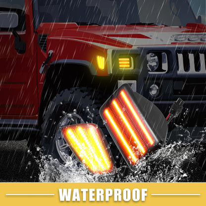 Front LED Side Marker Light 2 x Amber Lens for Jeep (55155629AC)