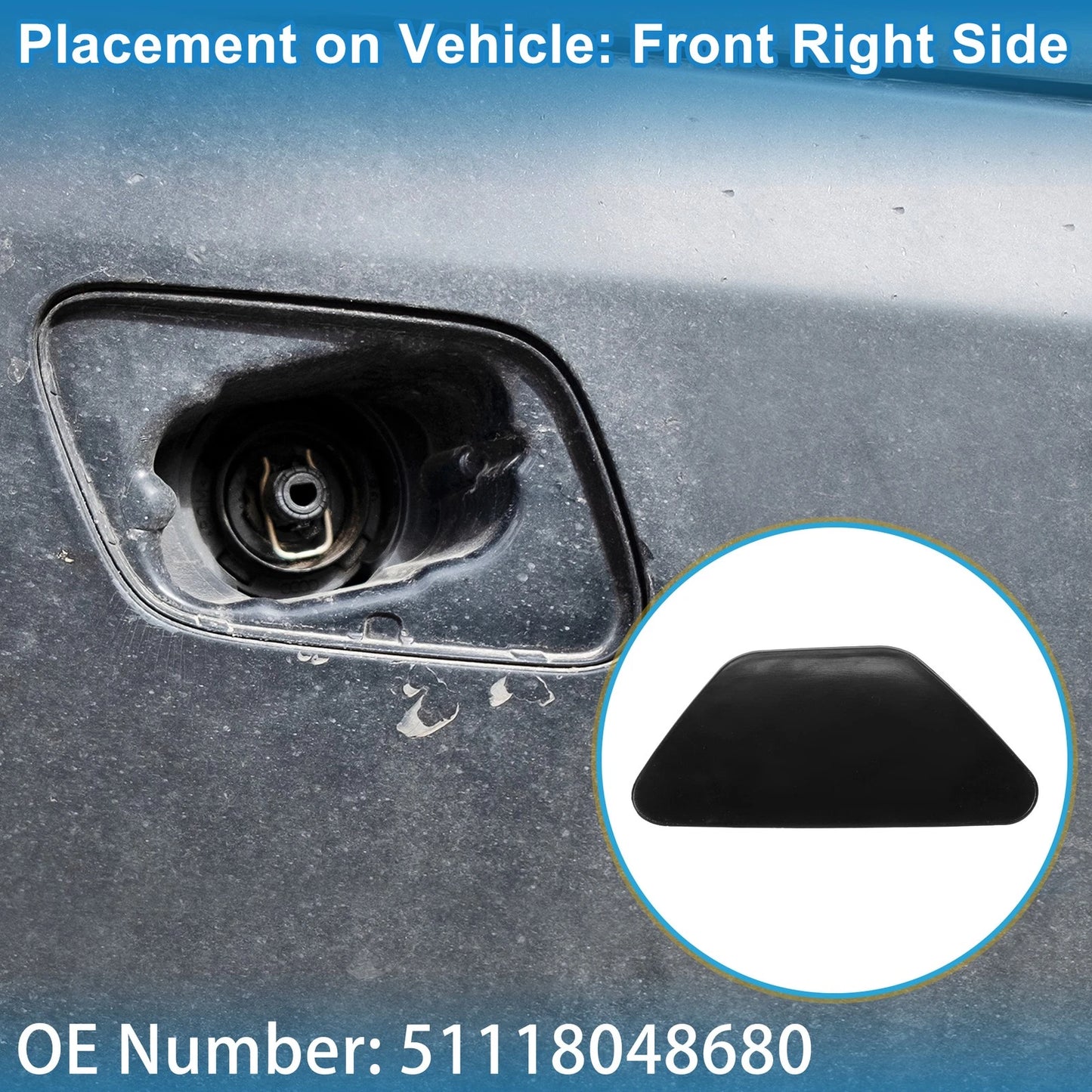 Front Right Washer Nozzle Cover for BMW 528i (2011-2016) Unpainted