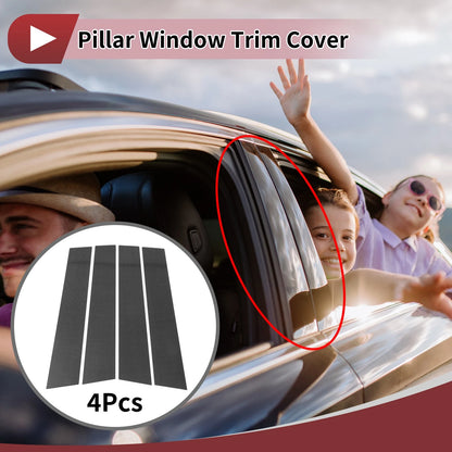 4 Pcs Car Door Pillar Window Trim for Acura TL (2009-2014) Black Carbon Fiber