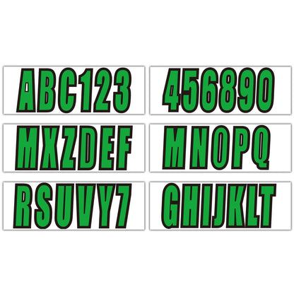 Custom Boat Registration Numbers Green Decal Sticker 4 Sets A-Z & 0-9