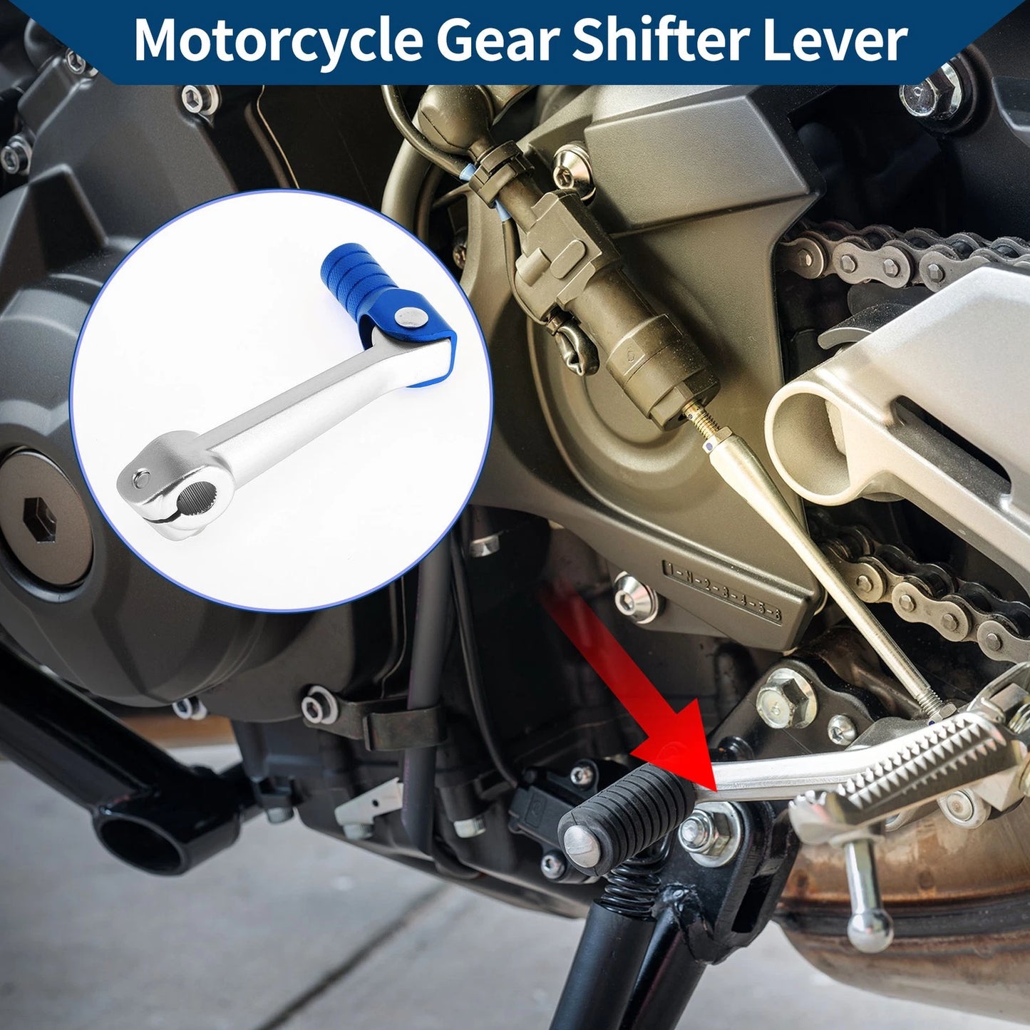 Folding Gear Shifter Lever for Bosuer M5 Silver Tone Blue Head