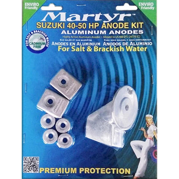 Anode Kit for Suzuki 40-50HP Outboard, Martyr Aluminium, Salt Water
