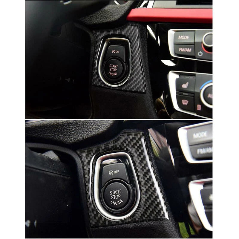 Carbon Fiber Engine Start Button Decal Trim for BMW 3 4 F30 F32 F35 (2012-2020)