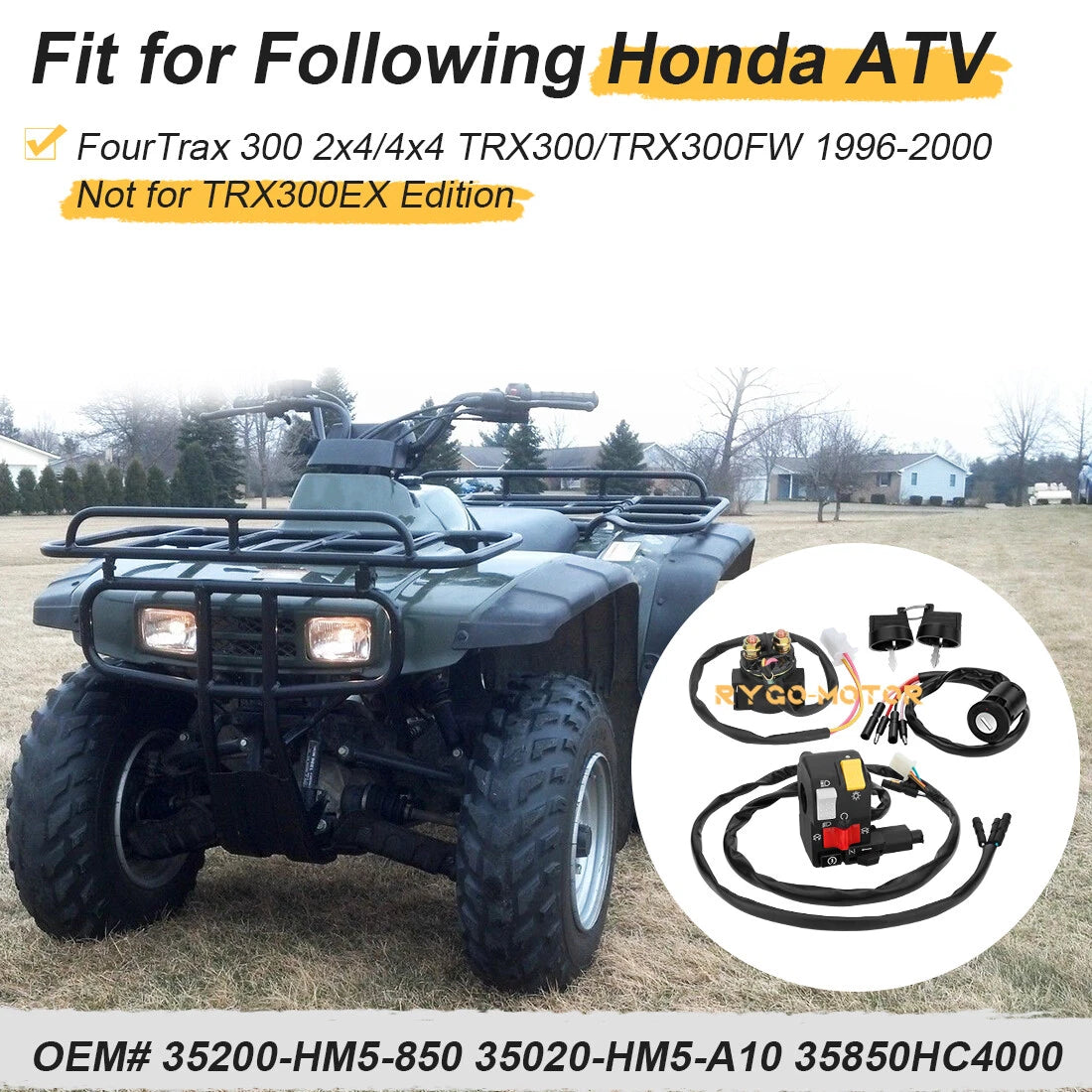 Handlebar & Starter Relay Switch for Honda FourTrax 300 TRX300 TRX300FW (1996-2000)