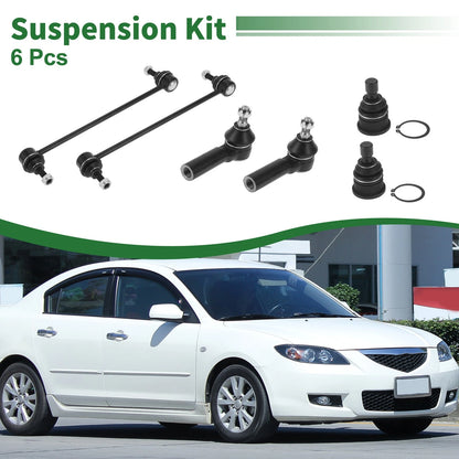 6pcs Front Suspension Kit Outer Tie Rod Ends Sway Bar Links for Mazda Tribute (2001-2007)