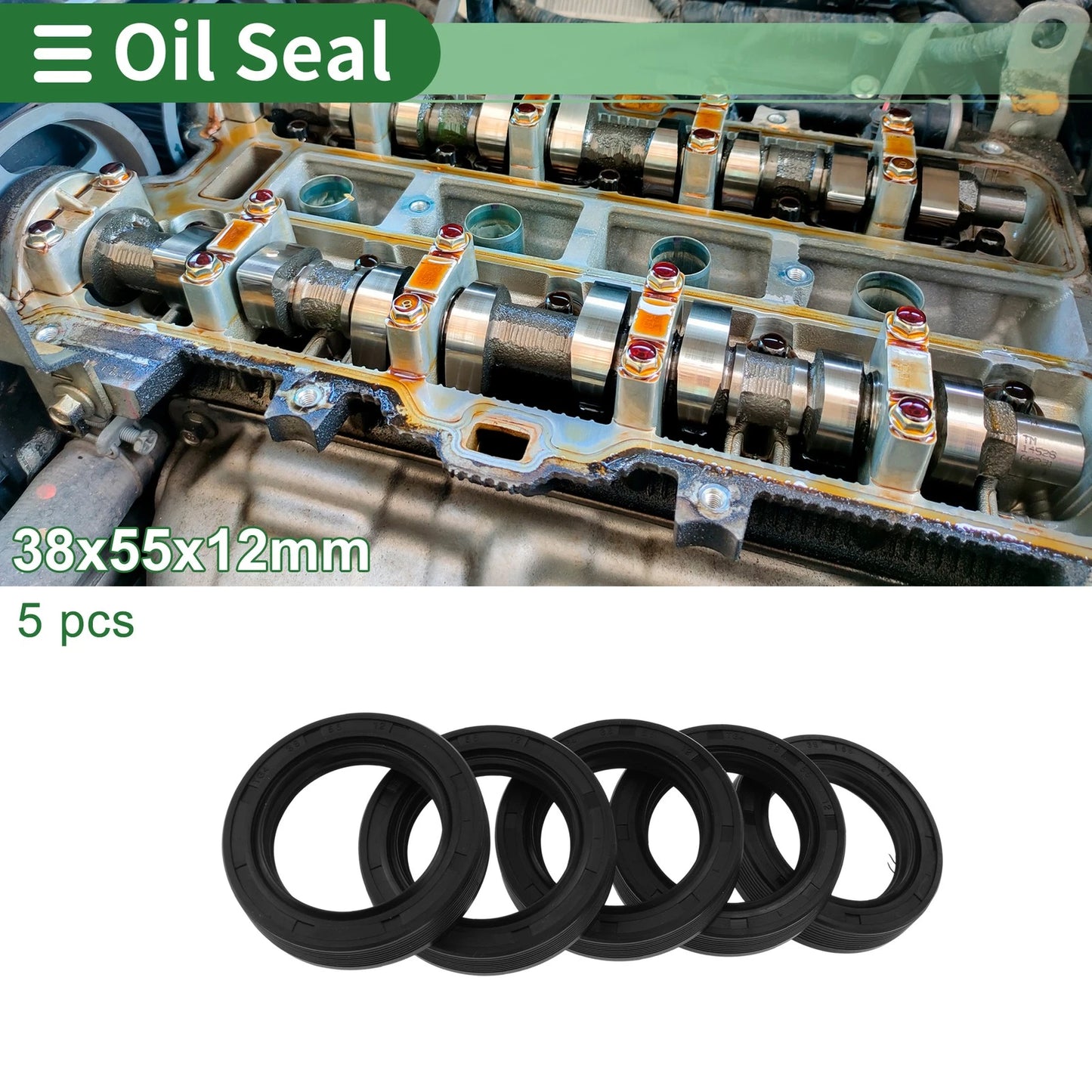 Oil Seal NBR Rubber Rotary Shaft Seal 38x55x12mm Black for Make Model