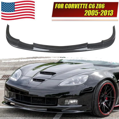 ZR1 Style Carbon Black Front Bumper Splitter Lip Kit for Corvette C6 Z06 (2005-2013)